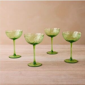 John Derian For Target NIB 4 Piece Cocktail Coupe Glasses Green - NEW